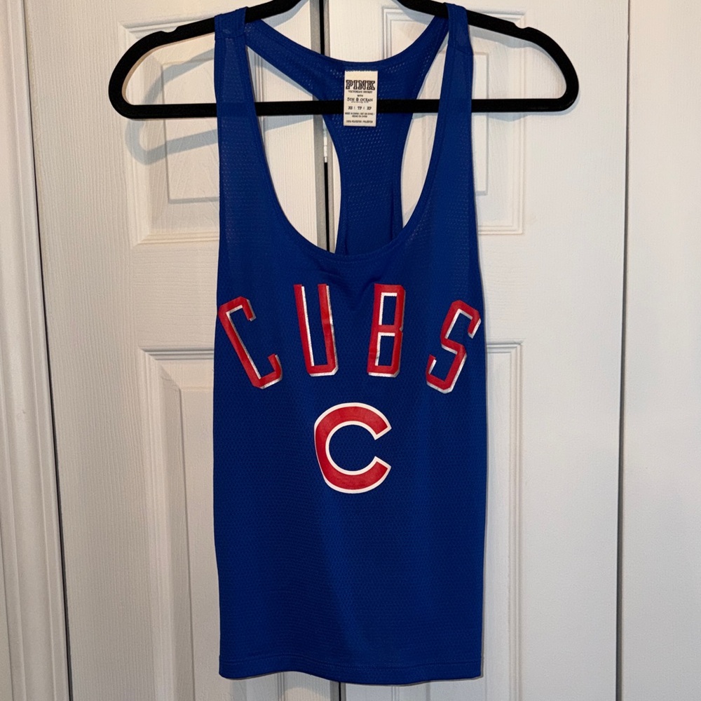 PINK Victoria's Secret Royal Blue Racerback Mesh Tank